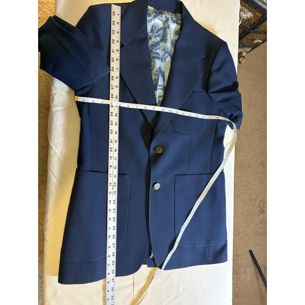 Vintage Engels Navy Blazer Gold Buttons Wool USA Mens Sport Coat Select Editions